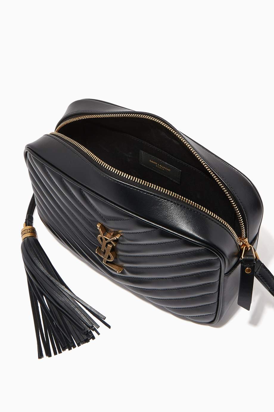 Shop SAINT LAURENT Black Lou Camera Bag in Quilted Leather for Women