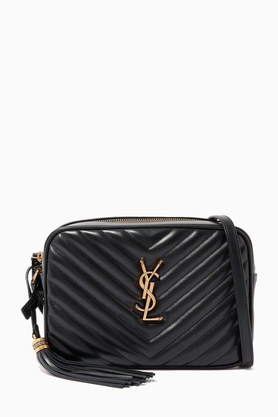 Shop SAINT LAURENT Black Lou Camera Bag in Quilted Leather for Women