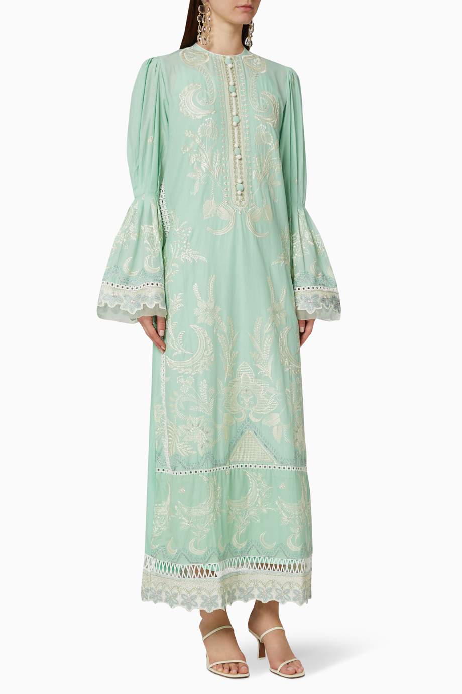 Shop Élan Blue Bahari Cotton Kaftan for Women | Ounass UAE