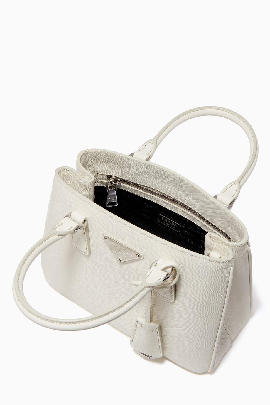 Shop Prada White Mini Prada Galleria Bag in Saffiano ...