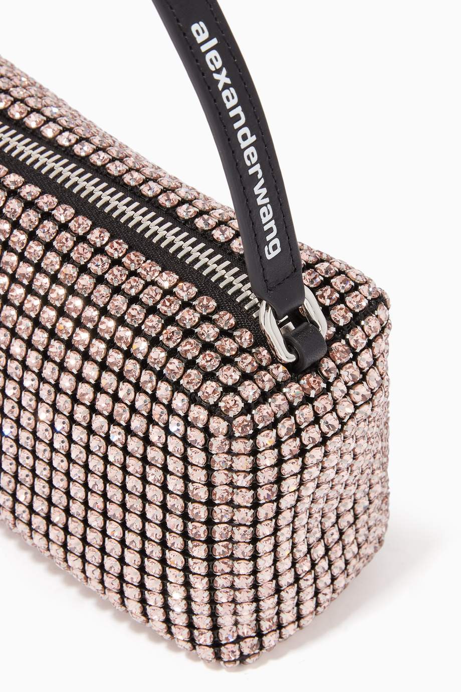 Shop Alexander Wang Neutral Medium Wangloc Pouch with Rhinestones for