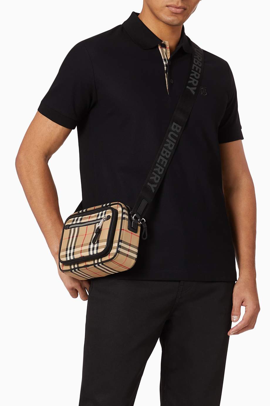 Shop Burberry Neutral Crossbody Bag in Vintage Check & Leather for Men ...