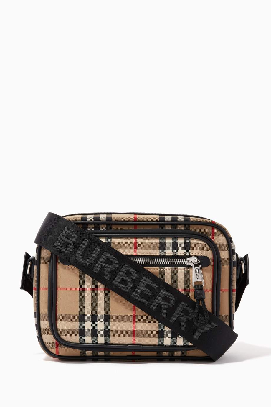 Shop Burberry Neutral Crossbody Bag in Vintage Check & Leather for Men ...