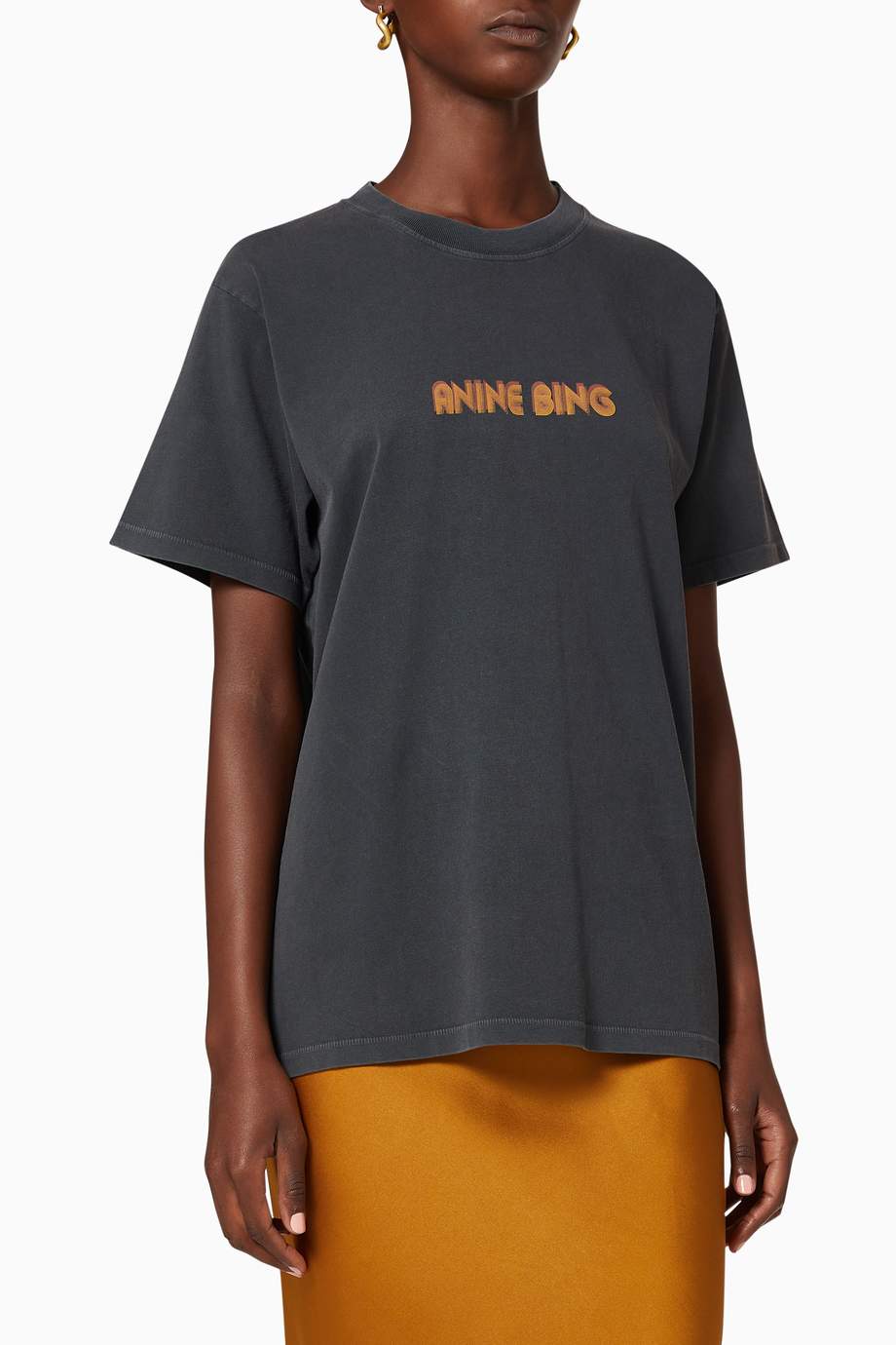 Shop Anine Bing Black Lily Retro Bing T-Shirt for Women | Ounass UAE