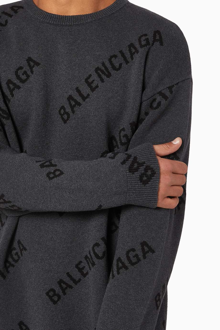 balenciaga grey logo sweater