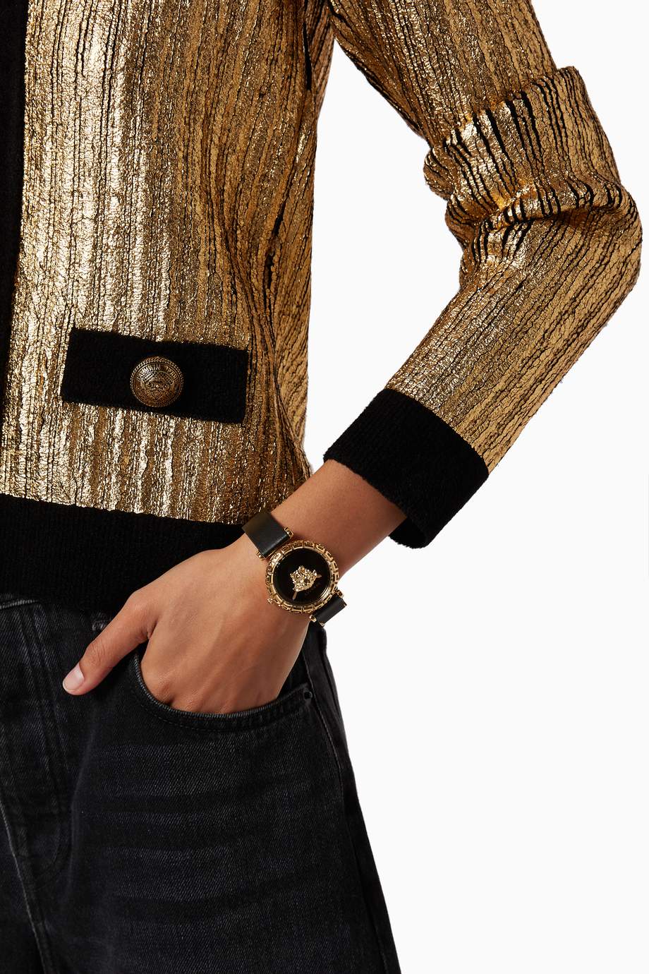 Shop Versace Black Palazzo Empire Greca Quartz Watch for Women Ounass UAE