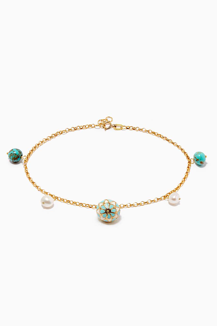 Shop M's Gems Gold Feroza Charm Bracelet in 18kt Gold for Women ...
