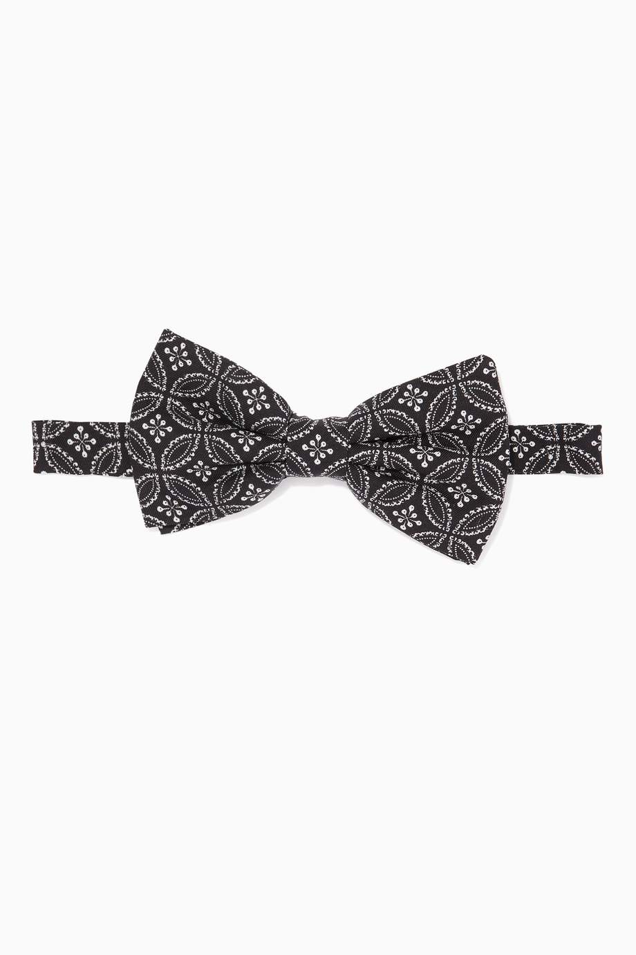 Dolce & Gabbana Gray Black Wool Silk Bow Tie