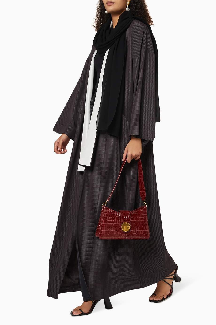 Shop CHI-KA Black Checkered Kimono Abaya for Women | Ounass UAE