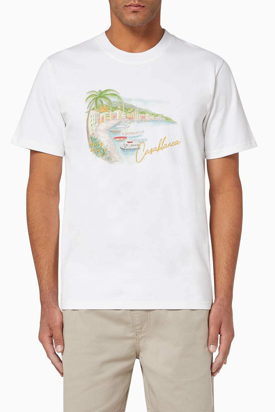 Shop Casablanca White Lago Di Casa Cotton T-Shirt for Men | Ounass UAE