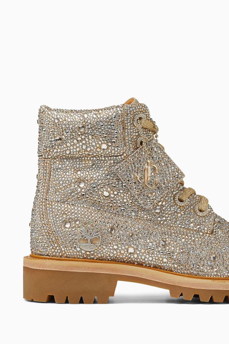 Shop Jimmy Choo Gold x Timberland® Boots in Crystal Leather for Women ...