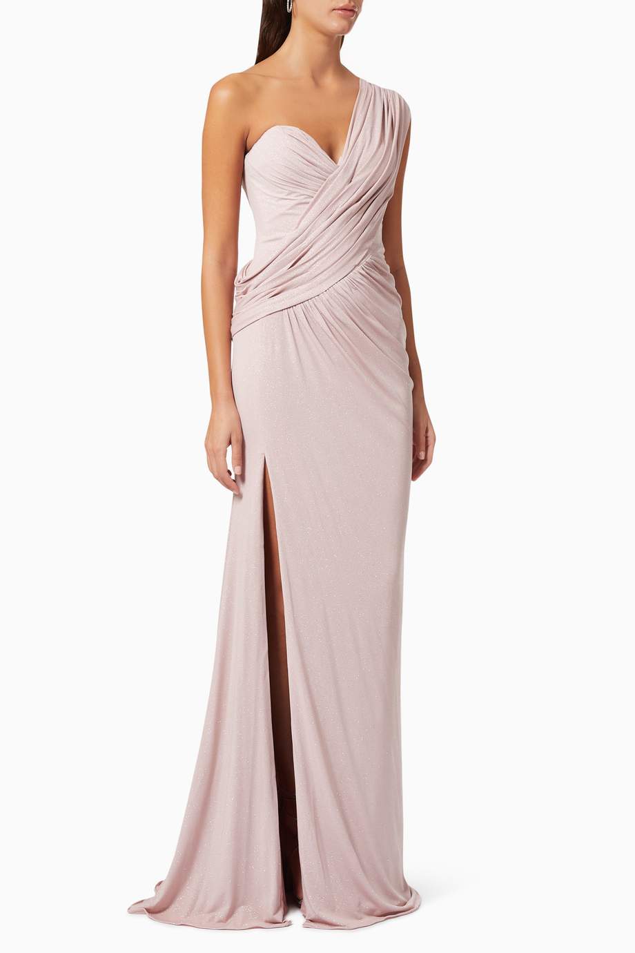 Jovani - 63550 Ruffle One Shoulder Knee Length Sheath Dress