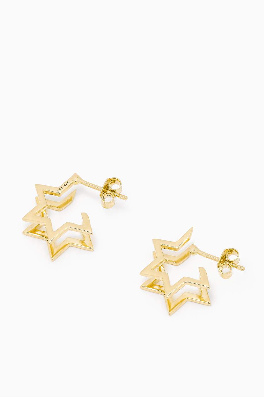 Shop Tada & Toy Yellow Twin Star Hoop Earrings in 18kt GoldPlated