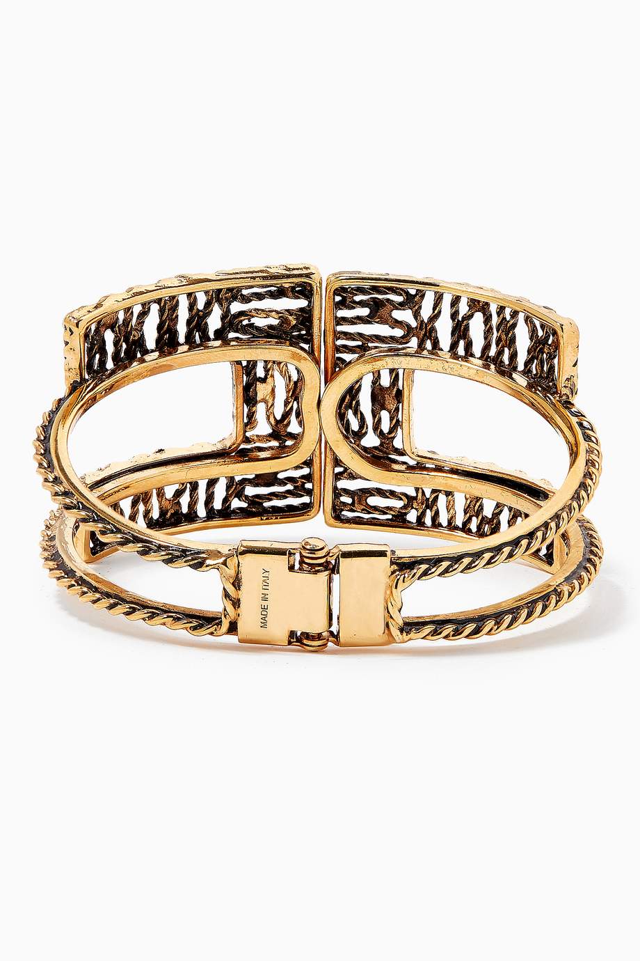 Shop Elisabetta Franchi Gold Logo Torchon Bracelet for Women | Ounass