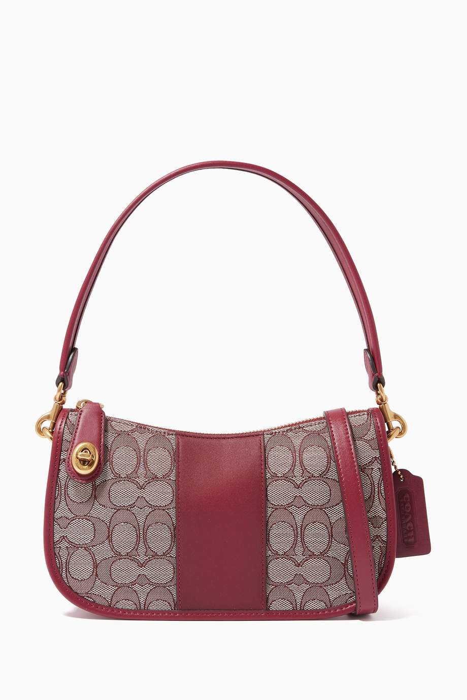 Shop Coach Burgundy Swinger Bag in Signature Jacquard for Women | Ounass UAE