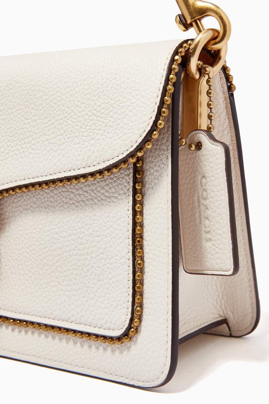 Shop Coach White Tabby Shoulder Bag 26 with Beadchain in Pebble Leather ...