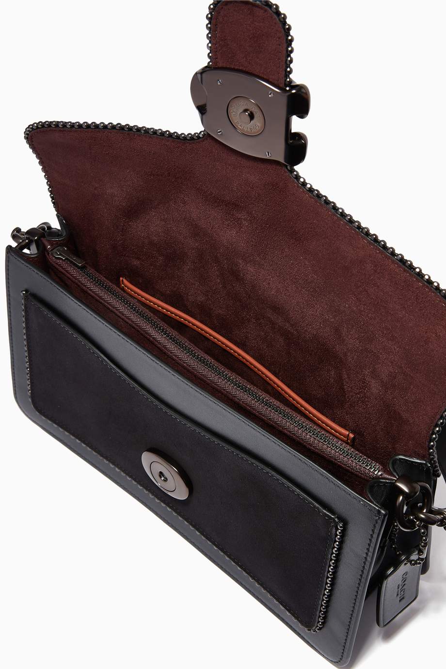 Shop Coach Black Tabby Shoulder Bag 26 with Beadchain in Mixed Leather