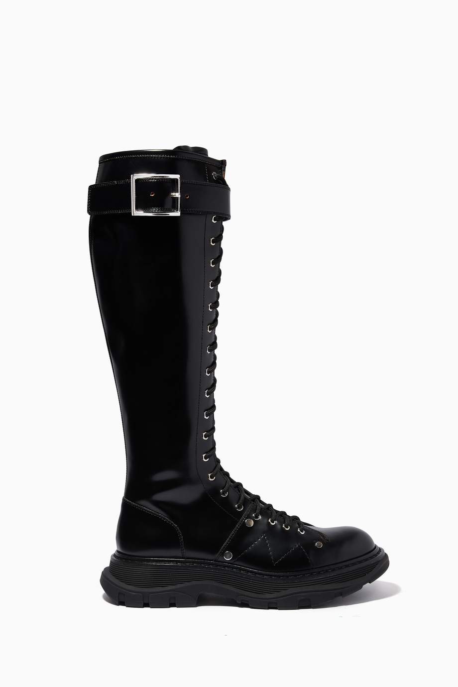 alexander mcqueen tread slick lace up boots