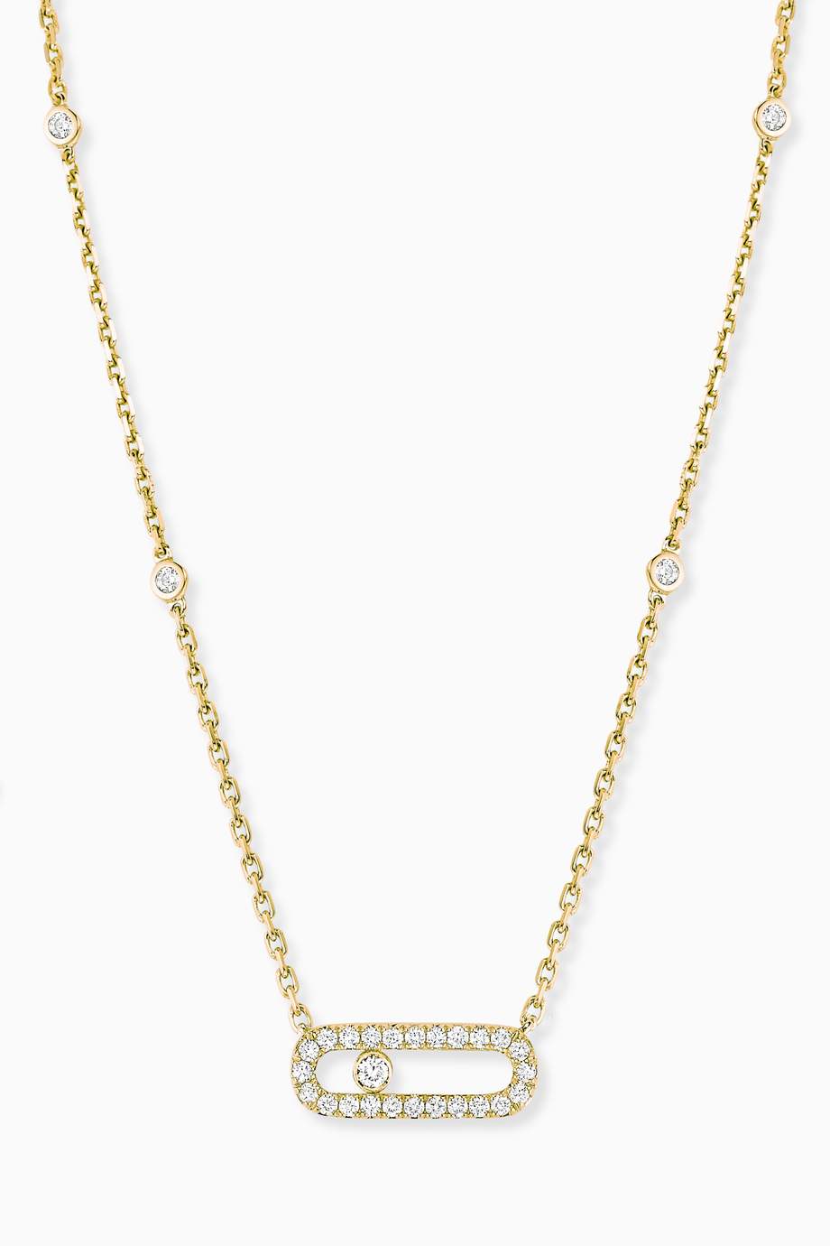 Shop Messika Gold Move Uno Pavé Diamond Necklace in 18kt ...