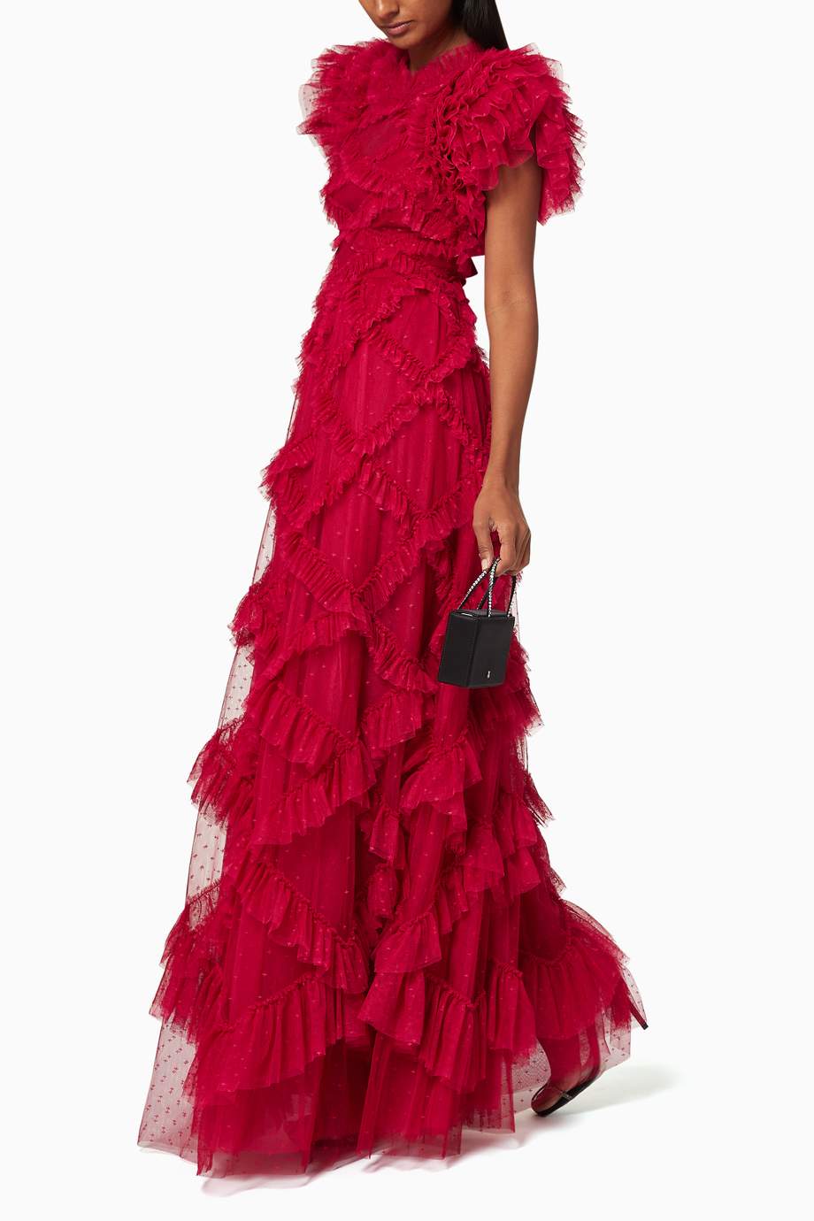 ruffle tulle robe