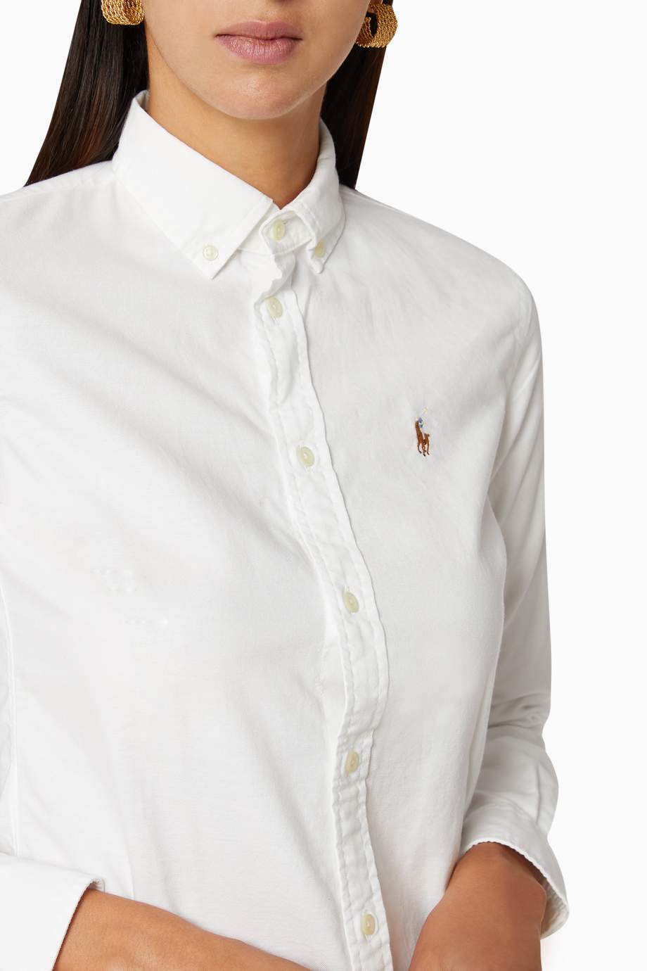 Shop Polo Ralph Lauren White Slim Fit Cotton Oxford Shirt for Women