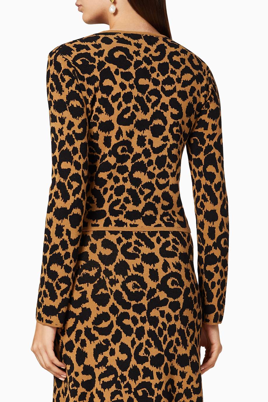 Shop Hayley Menzies Brown Ikat Jacquard Cropped Sweater for Women | Ounass