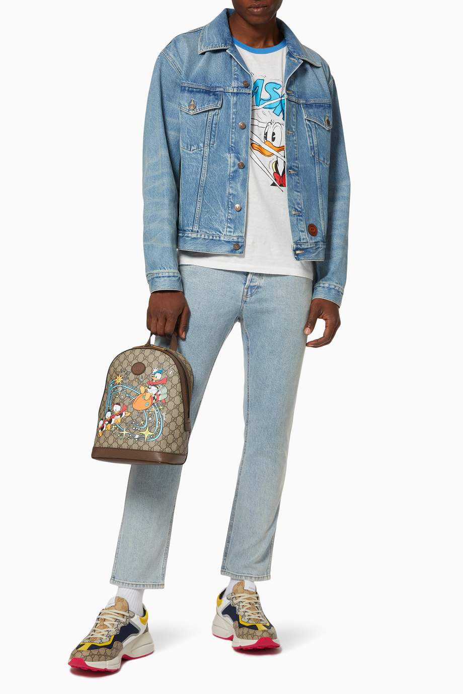 Shop Gucci Blue x ©Disney Donald Duck Denim Jacket for Men | Ounass