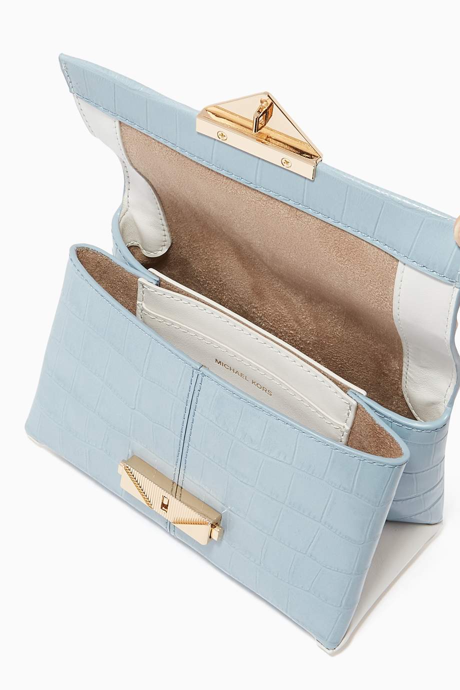 Shop Michael Kors Blue Cece ExtraSmall Crossbody Bag in CrocEmbossed