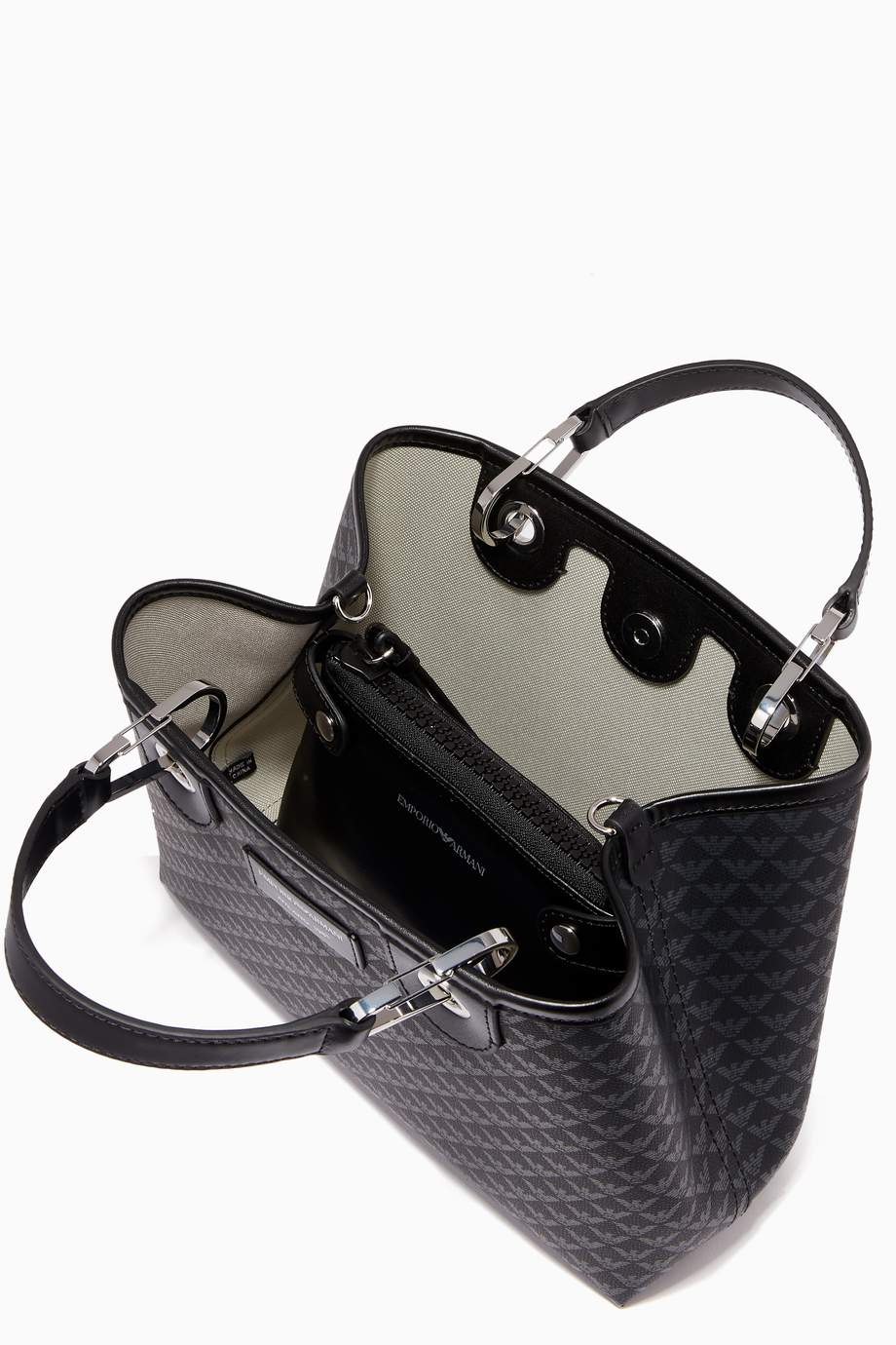 Shop Emporio Armani Black MY EA Small Shopper Bag in Eco Leather for ...