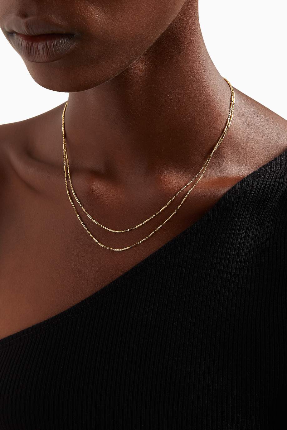 gold plated double chain necklace