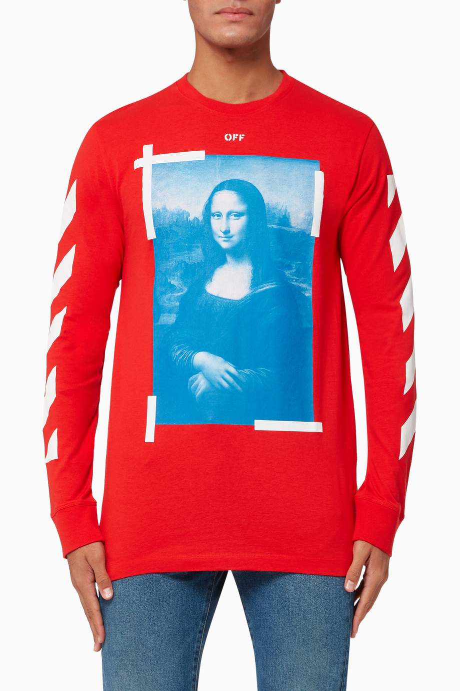 Shop Off-White Red Mona Lisa Long Sleeve Cotton T-Shirt for Men ...