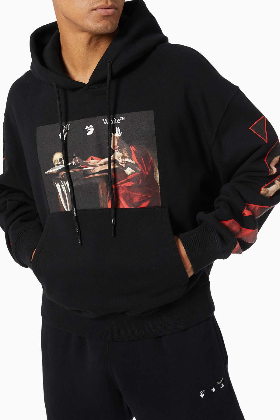 Shop Off-White Black Caravaggio Painting Oversized Cotton Hoodie for ...