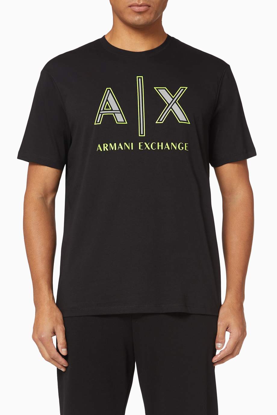 Shop Armani Exchange Black AX Neon Logo Jersey T-Shirt for Men | Ounass UAE