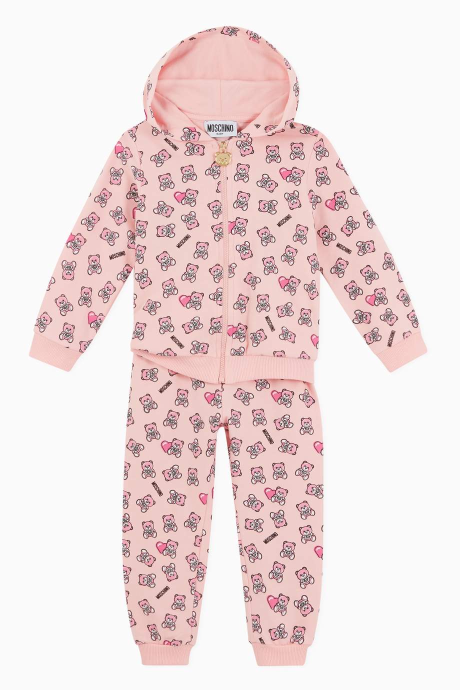 Shop Moschino Pink Teddy Bear Heart Tracksuit for Kids Ounass UAE