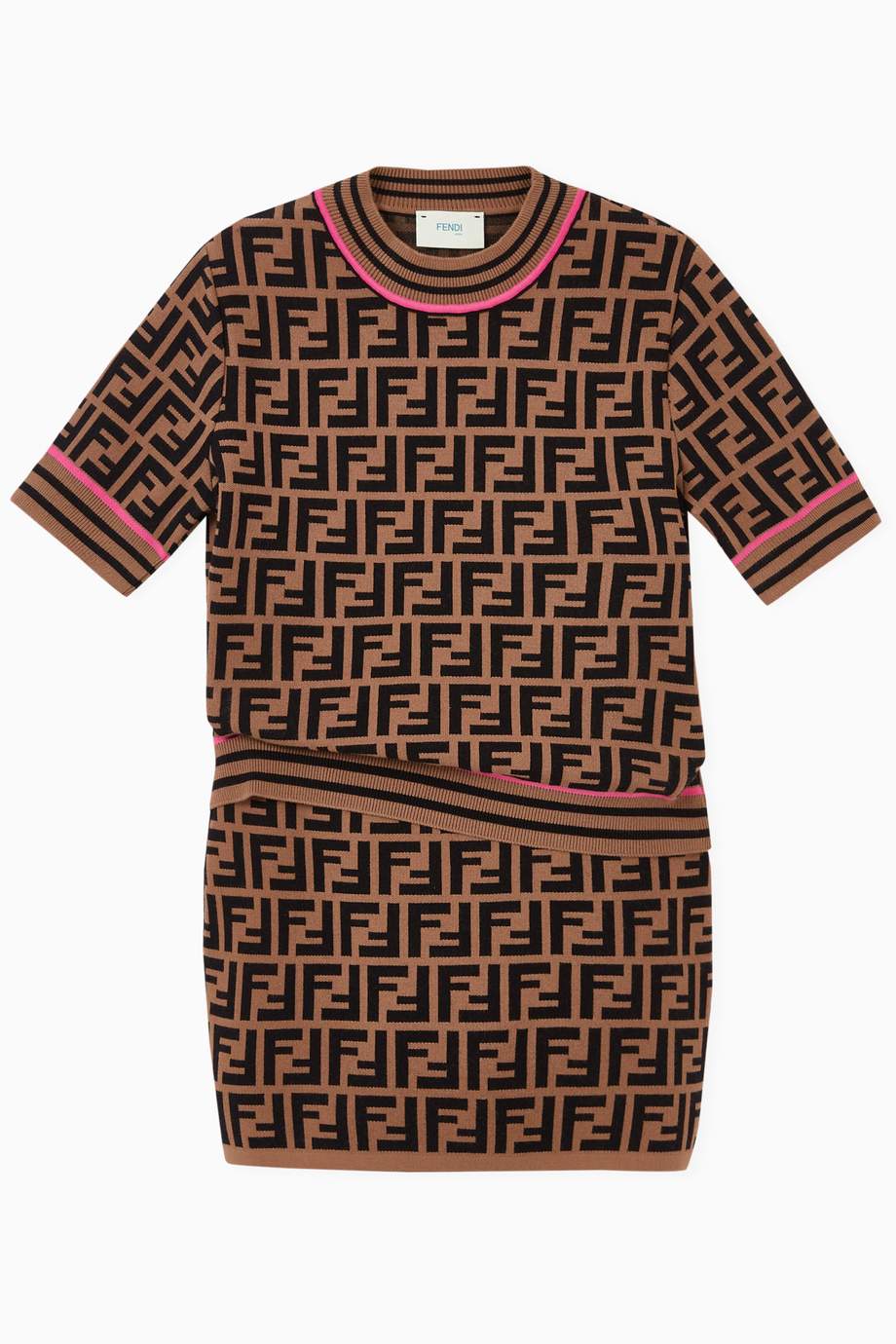 Shop Fendi Black FF Monogram Knit Skirt for Kids | Ounass UAE