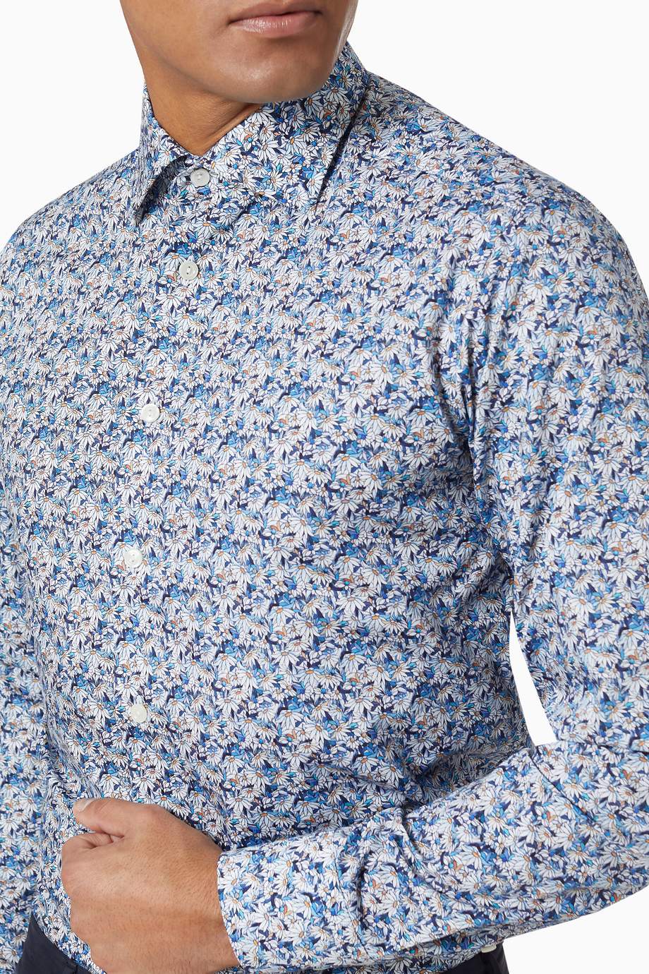 Shop Eton Multicolour Daisy Floral Print Twill Slim Fit Shirt for Men ...