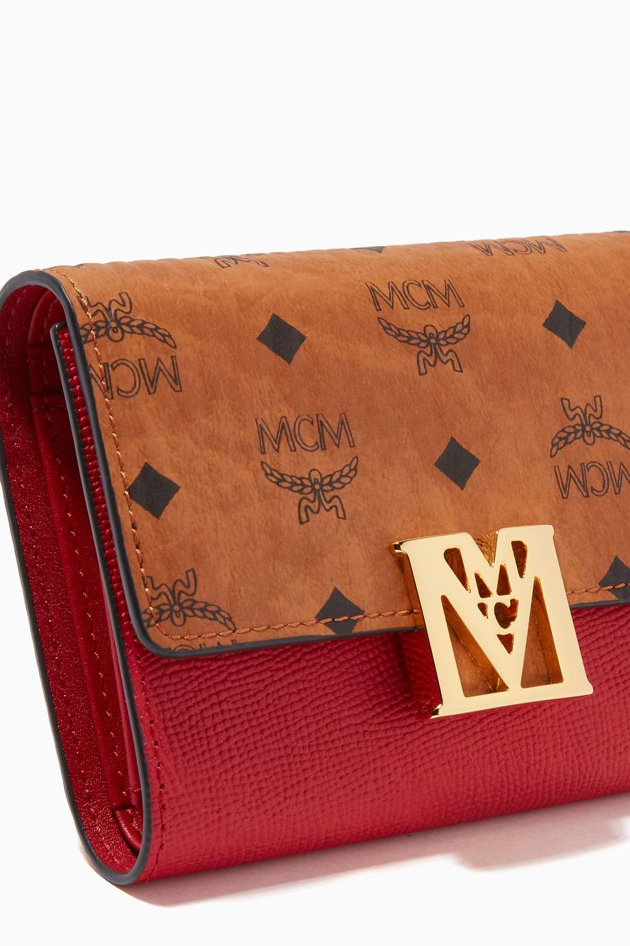 Shop MCM Red Small Mena Wallet in Visetos & Leather for Women | Ounass UAE