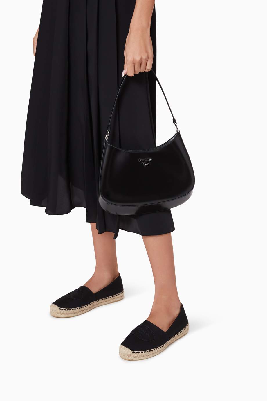 Shop Prada Black Logo Espadrilles in Canvas for Women ...