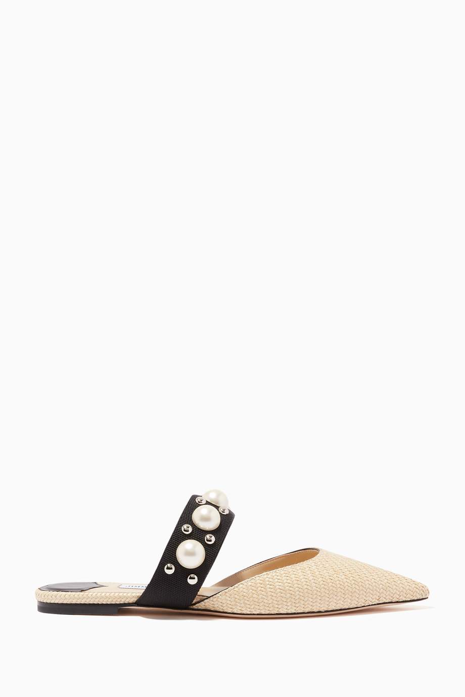 raffia flat mules