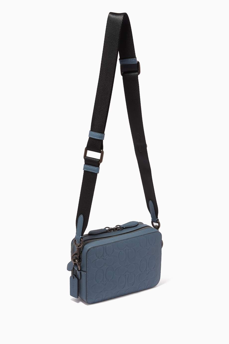 Shop Coach Blue Charter Crossbody Bag in Signature Leather for Men