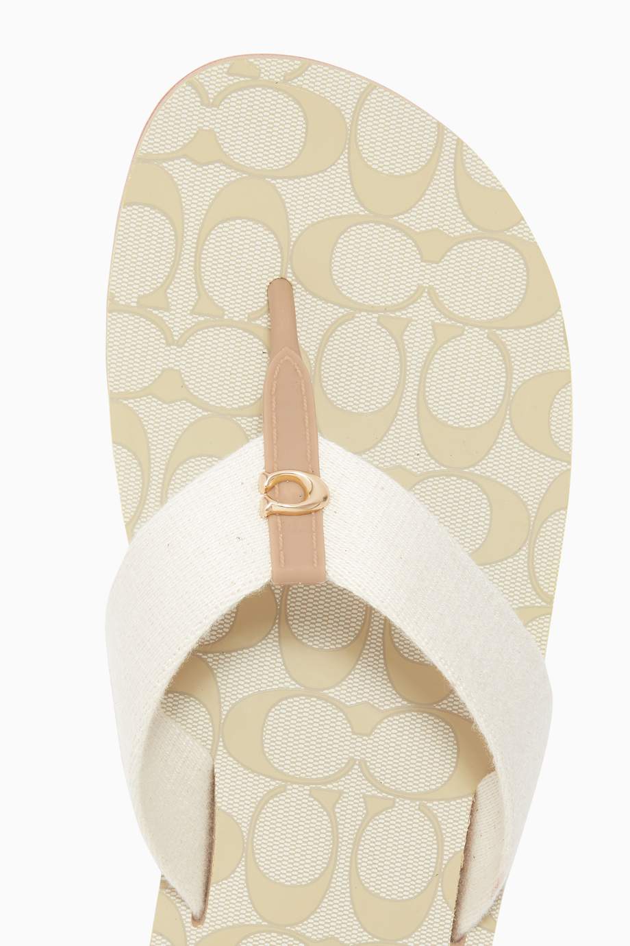 Shop Coach White Zoe  Flip Flops in Signature Jacquard for Women