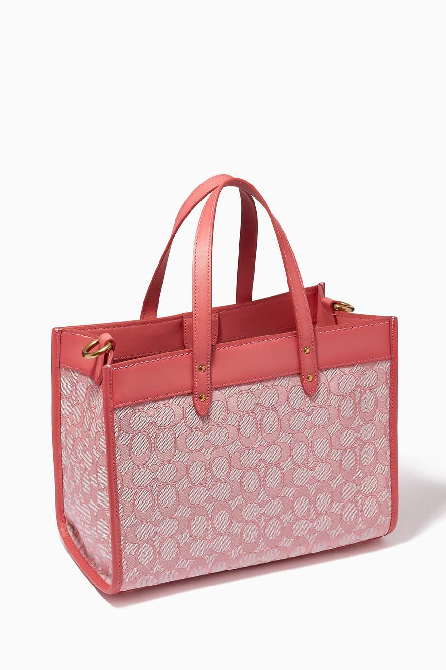Shop Coach Pink Field Tote 30 in Signature Jacquard & Leather for Women | Ounass UAE