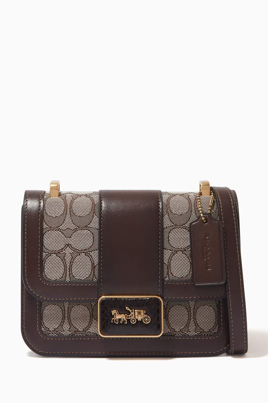 Shop Coach Brown Alie Shoulder Bag 18 in Signature Jacquard & Leather for Women | Ounass UAE