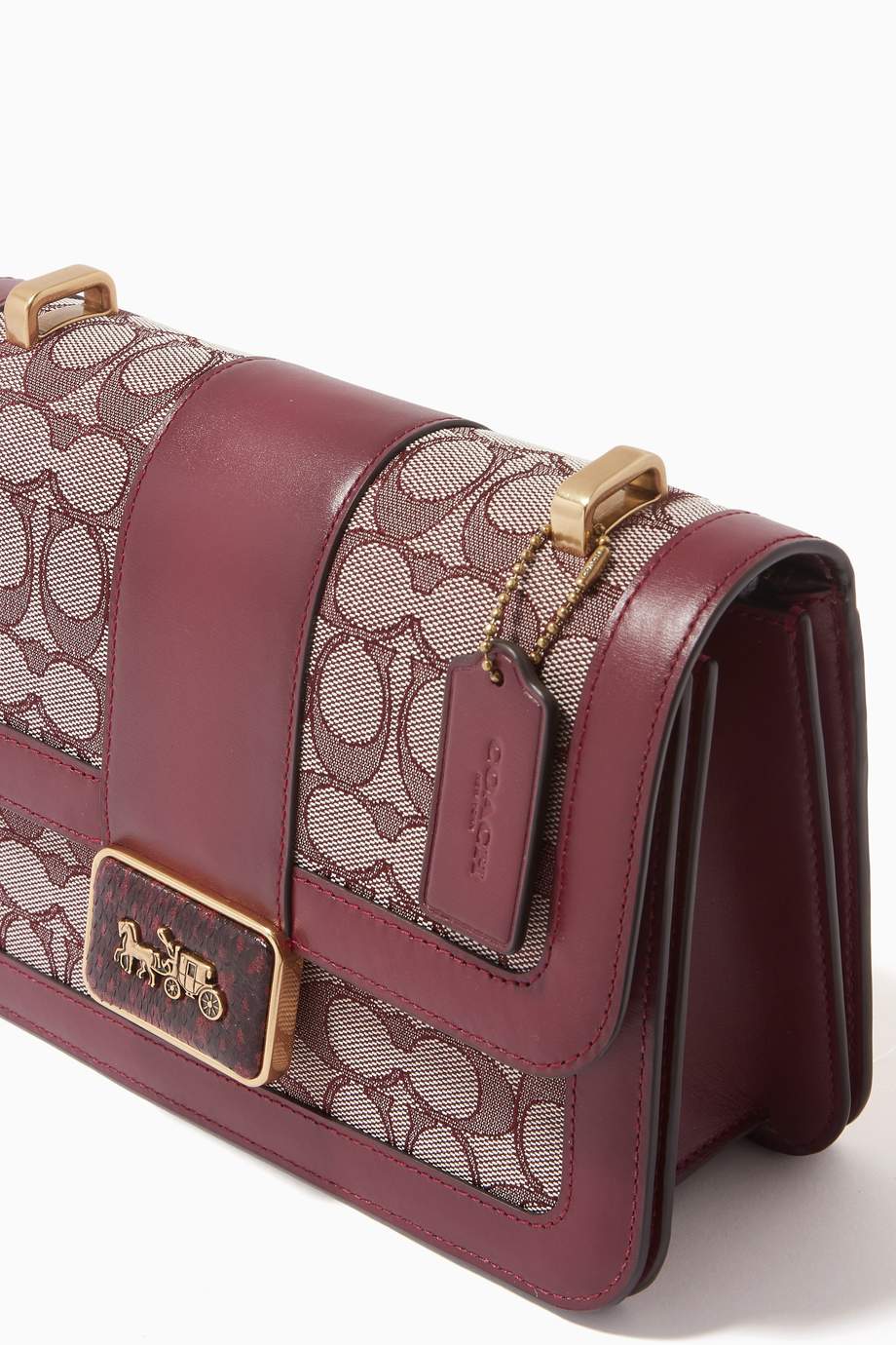 Shop Coach Burgundy Alie Shoulder Bag 23 in Signature Jacquard