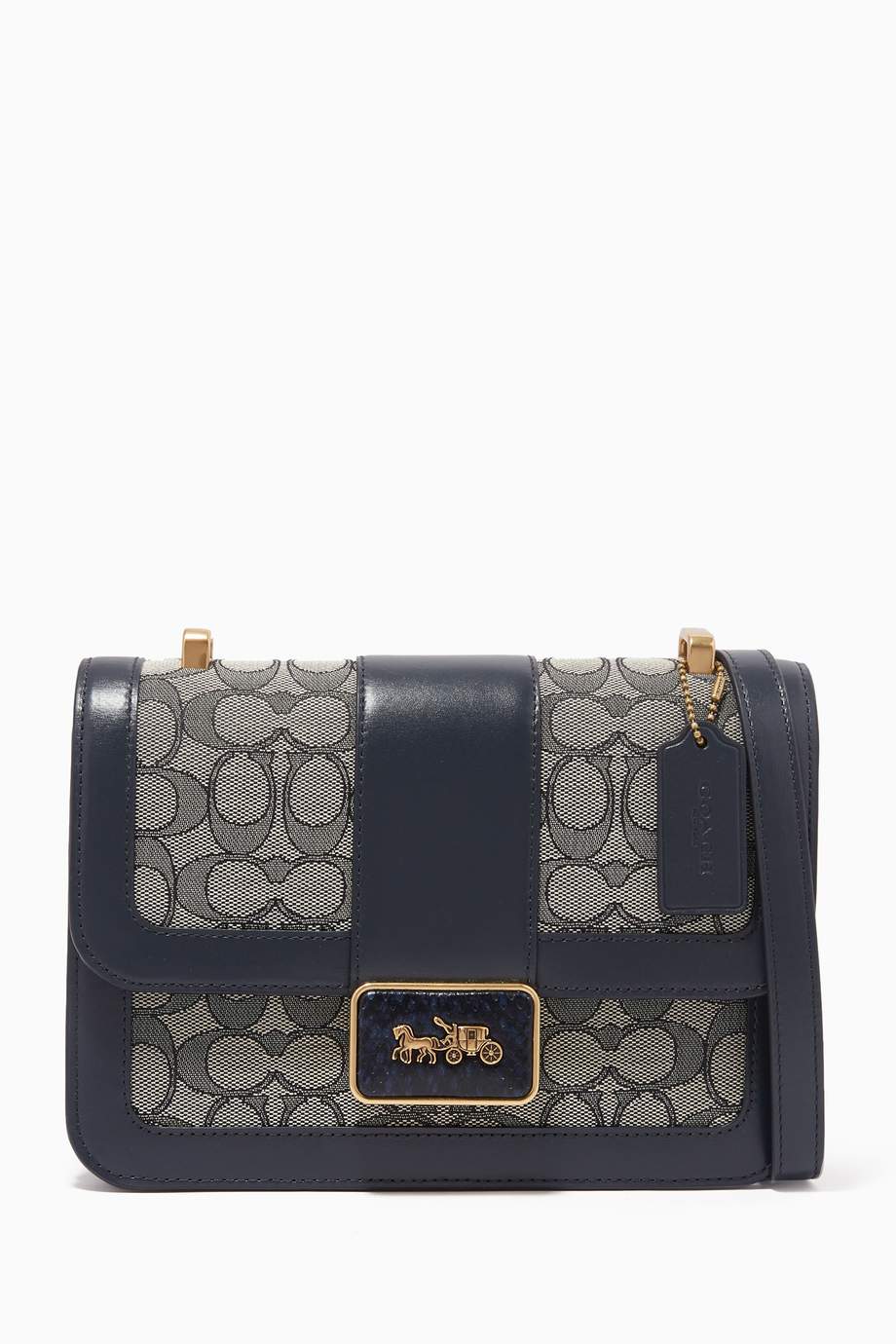 Shop Coach Blue Alie Shoulder Bag in Signature Jacquard and Leather for Women | Ounass UAE