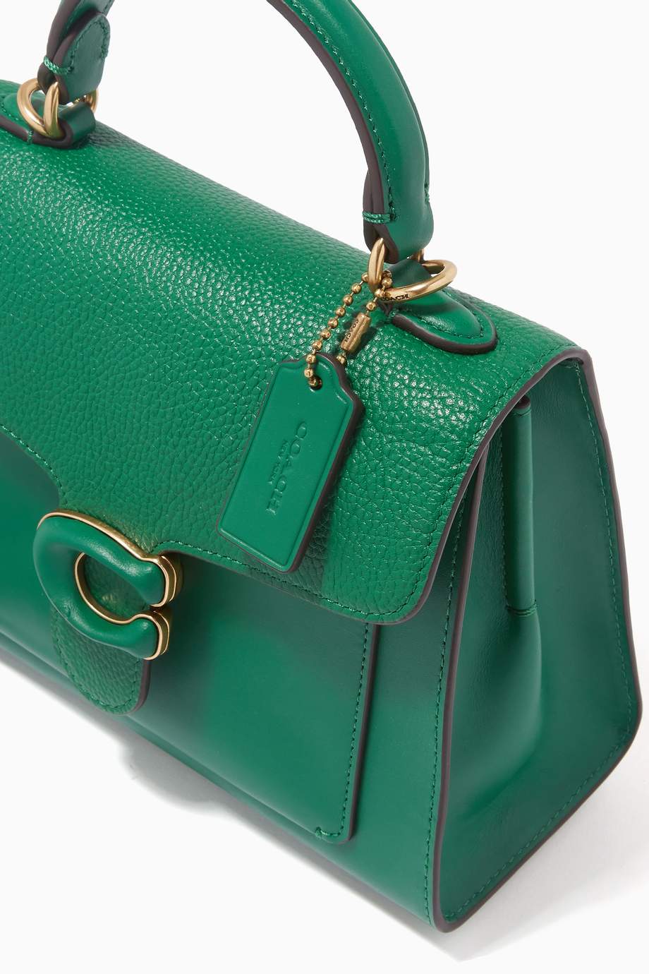 Shop Coach Green Tabby Top Handle 20 Bag in Pebble Leather for Women