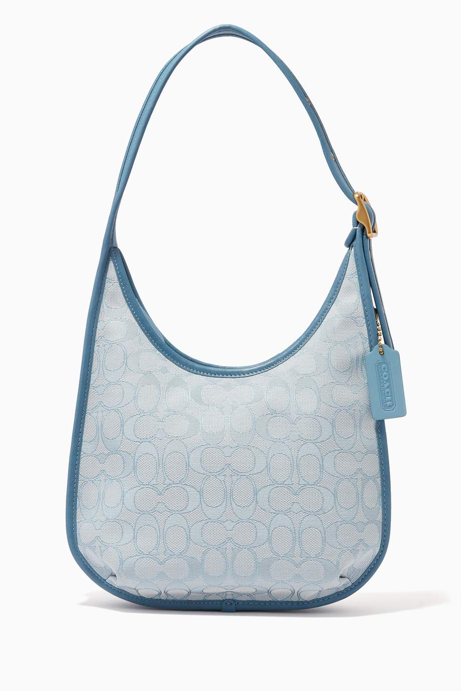 Shop Coach Blue Ergo Shoulder Bag in Signature Jacquard for Women