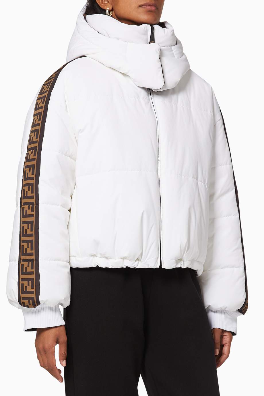 Shop Fendi White FF Nylon Reversible Ski Jacket for Women | Ounass Saudi