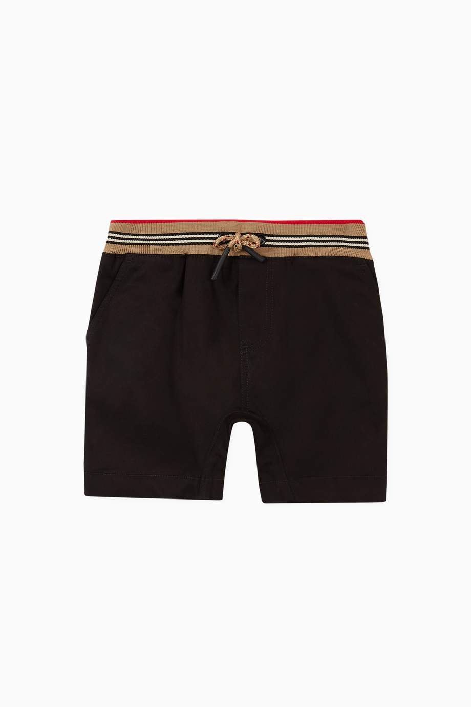Shop Burberry Black Icon Stripe Cotton Twill Shorts for Kids | Ounass UAE