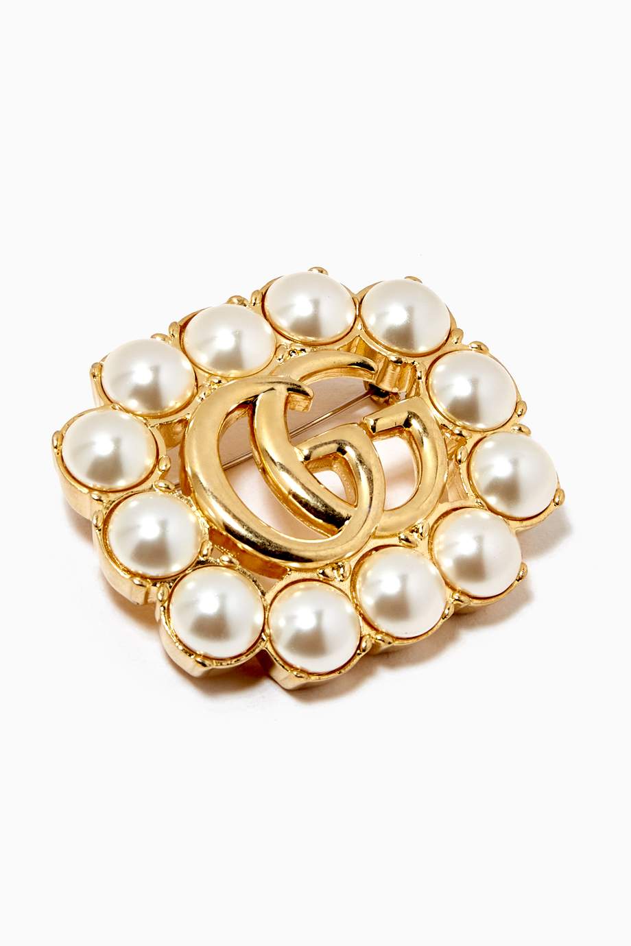 Shop Gucci Gold GG Marmont Pearl Brooch for Women | Ounass Saudi